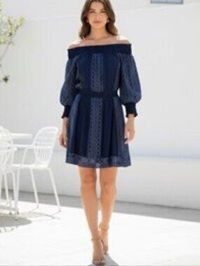 Alive + Olivia Pammy Off the Shoulder Dress Navy